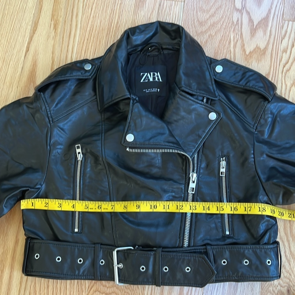 NWOT! Zara small black faux leather biker jacket. - Picture 12 of 13